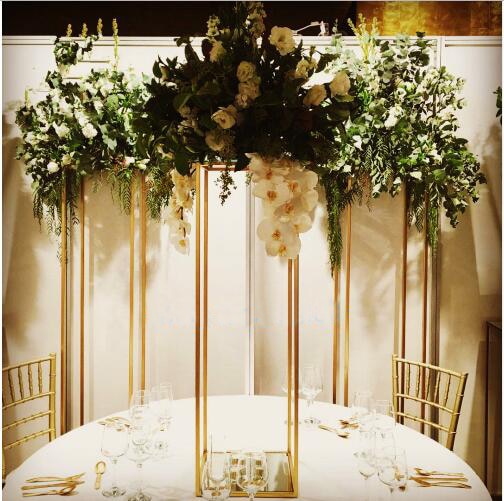 Wedding Metal Gold or silver Color Flower Vase Column table Stand for Wedding Centerpiece Decoration