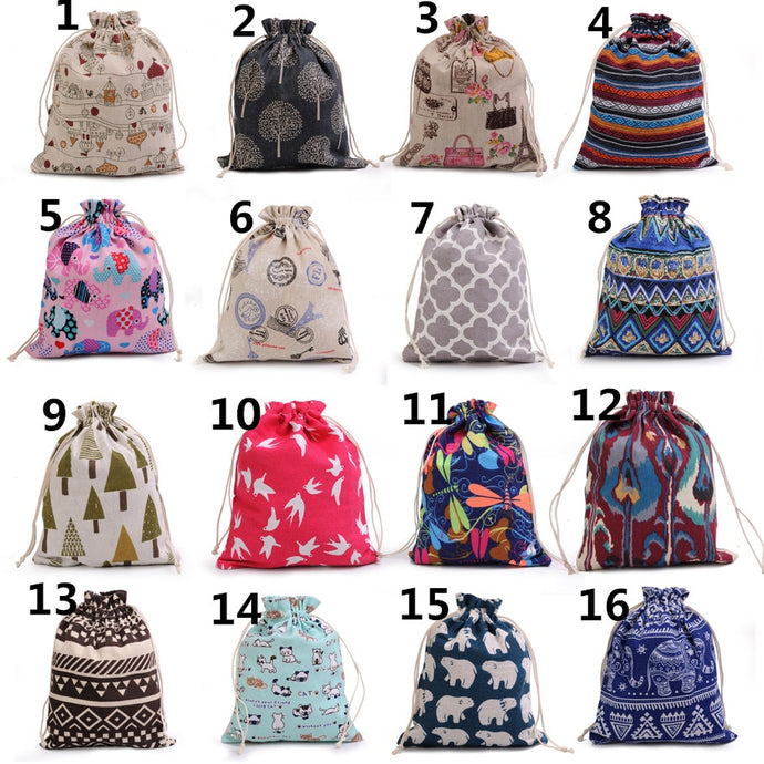 Linen Cotton Pouch Printing Bags 500Pcs 9x12cm Drawstring Small Gift Bags For Bracelet Jewelry Packaging Can Custom Any Design
