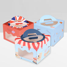 Load image into Gallery viewer, 100 set 4 inch cake box with window handle Kraft paper cheese cake box kids Birthday wedding home Party Circus soldier supply