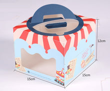 Load image into Gallery viewer, 100 set 4 inch cake box with window handle Kraft paper cheese cake box kids Birthday wedding home Party Circus soldier supply