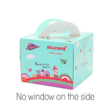 Load image into Gallery viewer, 100 set 4 inch cake box with window handle Kraft paper cheese cake box kids Birthday wedding home Party Circus soldier supply
