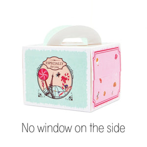 100 set 4 inch cake box with window handle Kraft paper cheese cake box kids Birthday wedding home Party Circus soldier supply