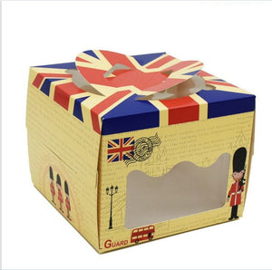 100 set 4 inch cake box with window handle Kraft paper cheese cake box kids Birthday wedding home Party Circus soldier supply